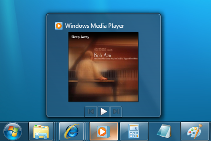 Thumbnail toolbar of Windows Media Player