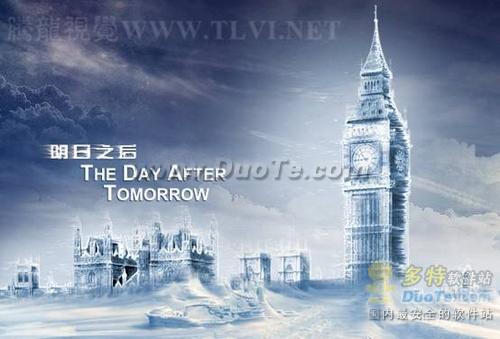 Photoshop城市图片制成冰封效果