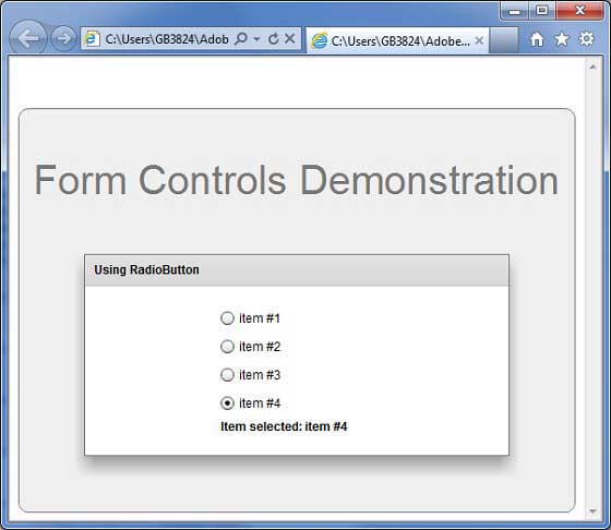 Flex Radio Button Control