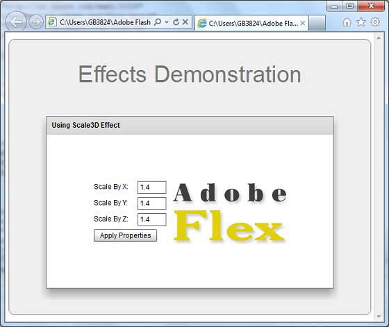 Flex Scale3D Effect