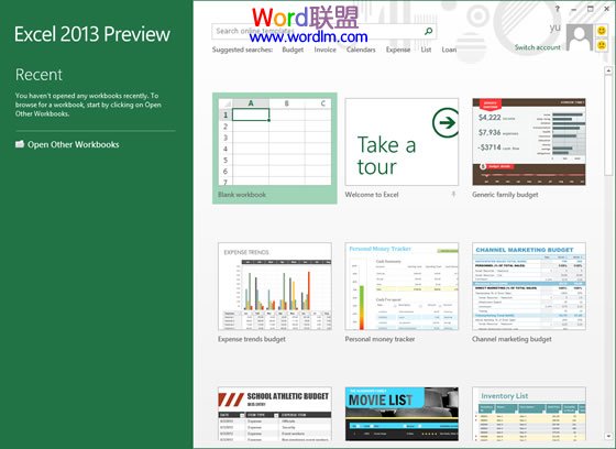 Excel2013选择模版