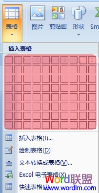 Word2007插入表格