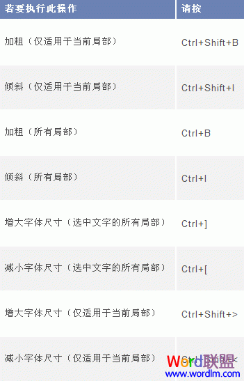 Word2003用于从右向左语言格式的键盘快捷方式
