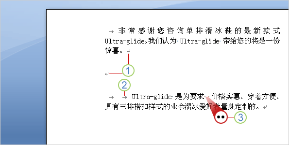 Word2007中的段落、制表符和空格标记