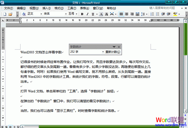 Word2003文档怎么样看字数