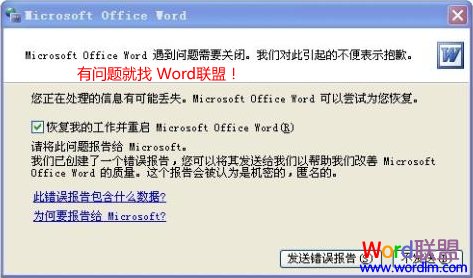 Word发送错误报告