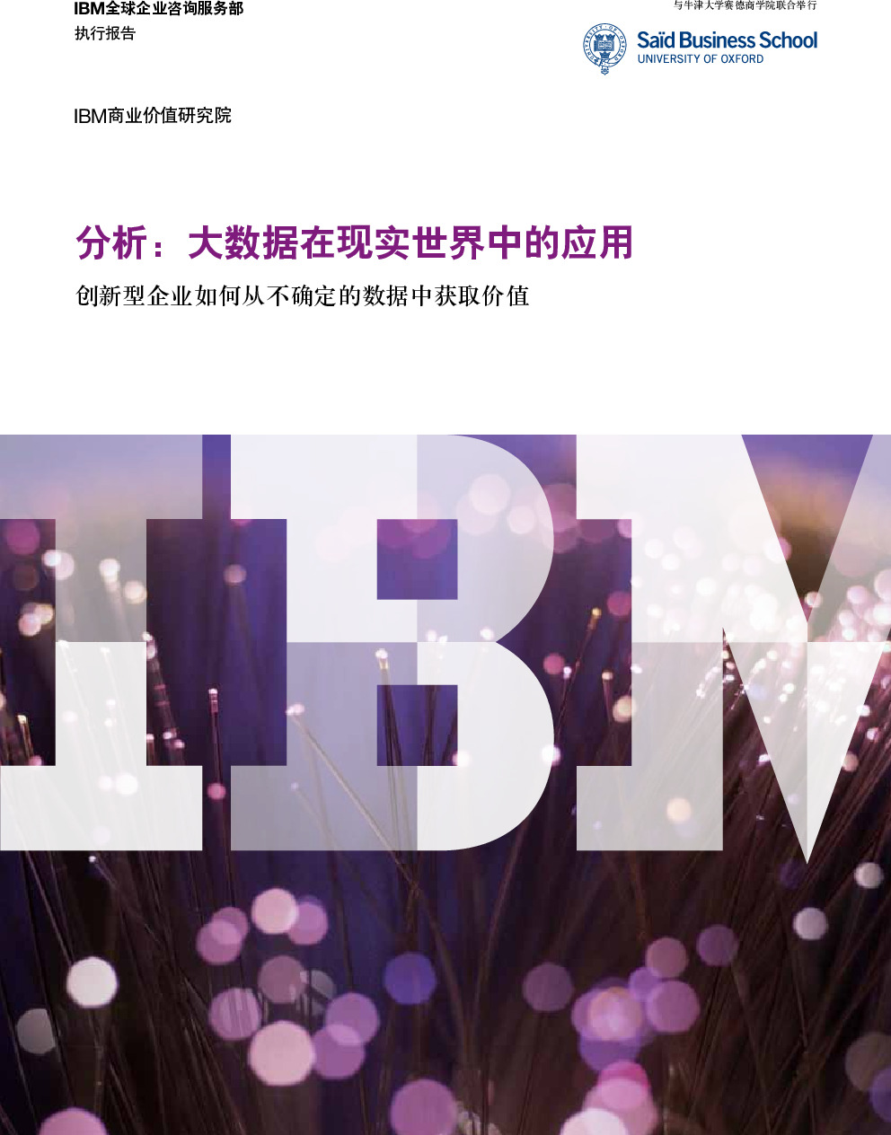 IBM 商业价值研究院：大数据在现实世界中的应用-创新型企业如何从不确定的数据中获取价值