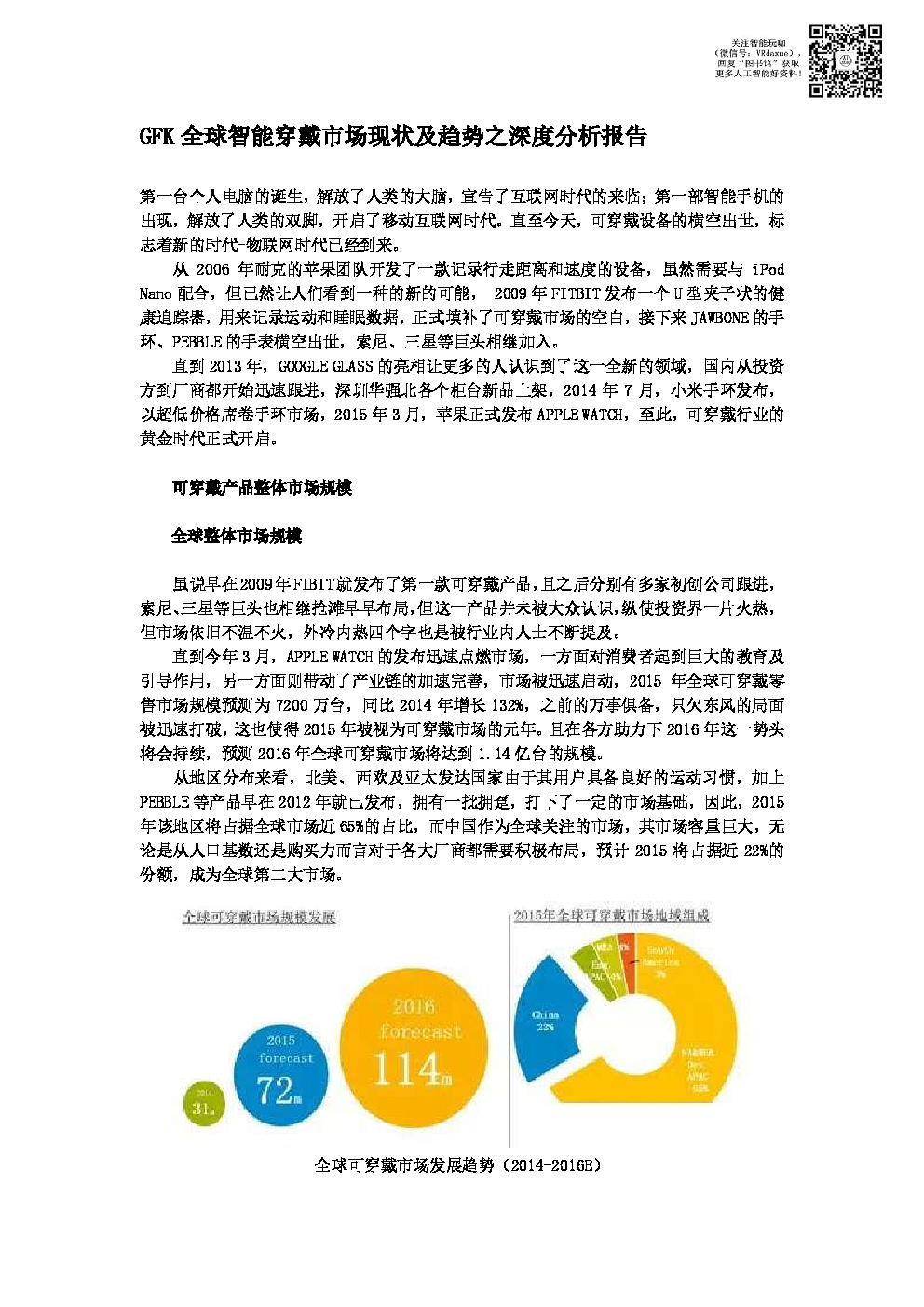 GFK：全球智能穿戴市场现状及趋势之深度分析报告 