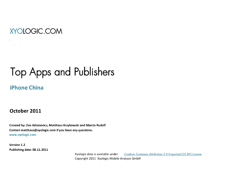 TechNode-Top Apps and Publishers-iPhone-Oct 2011-China