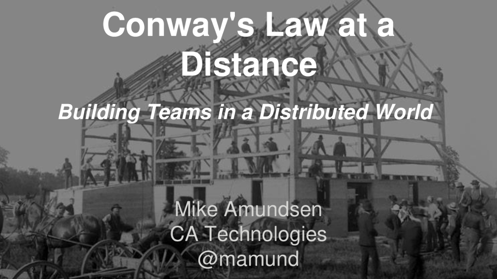 Conway's Law at a  Distance——Building Teams in a Distributed World