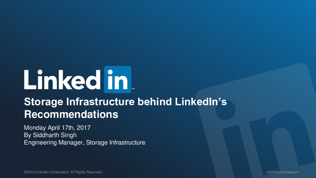 Storage Infrastructure behind LinkedIn's recommendation