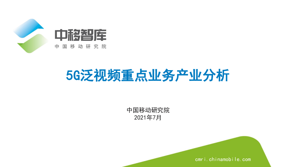 中移智库：5G泛视频重点业务产业分析