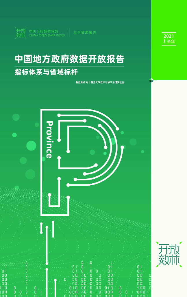 复旦DMG：2021上半年中国地方政府数据开放报告——指标体系与省域标杆