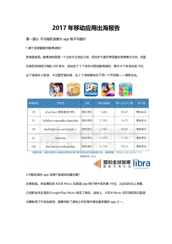 SensorTower：2017年移动应用出海报告