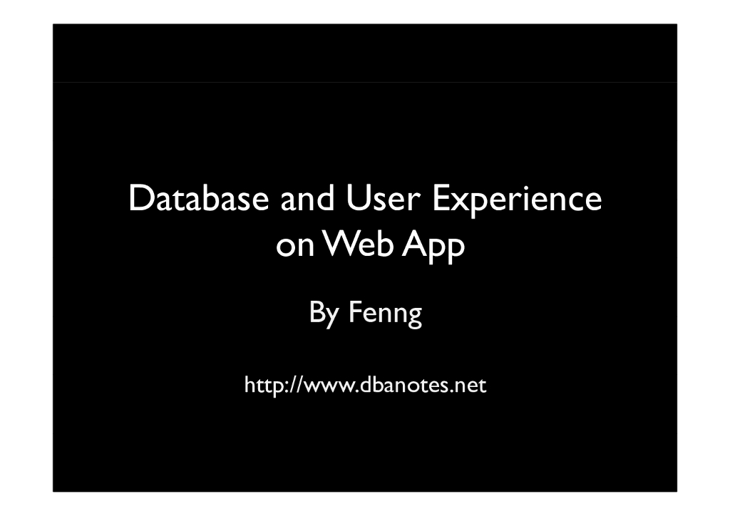 Database and User Experience on Web App