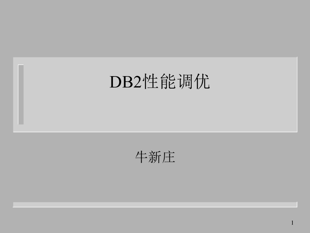 牛新庄：DB2性能调优