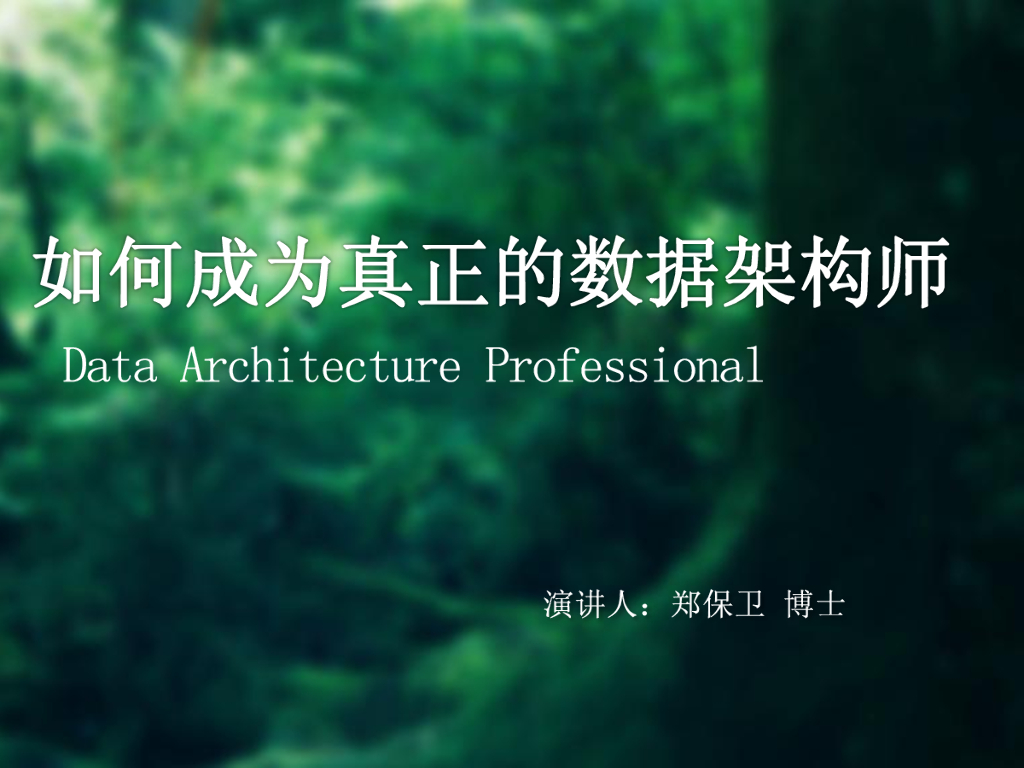 郑保卫：如何成为真正的数据架构师？