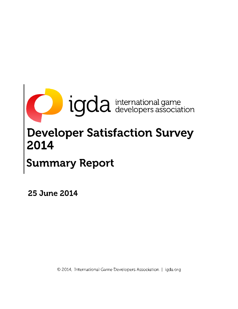 IGDA：2014年全球开发者满意度调查——汇总报告（英文版）