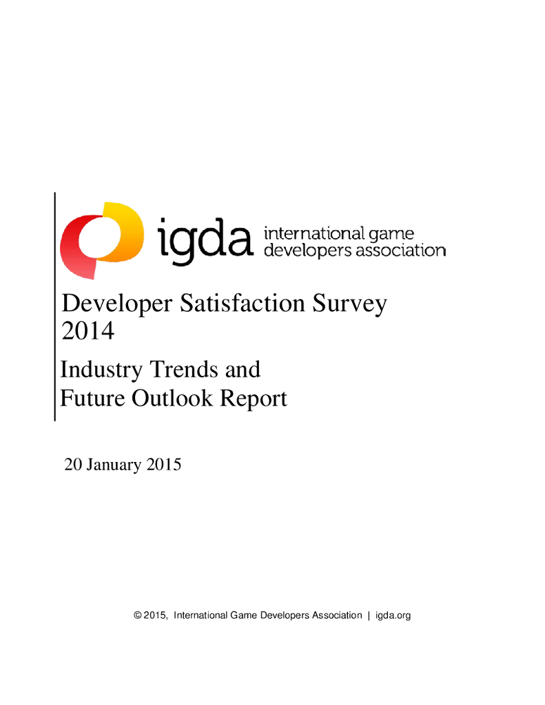 IGDA：2014年全球开发者满意度调查——行业趋势和未来预测报告（英文版）