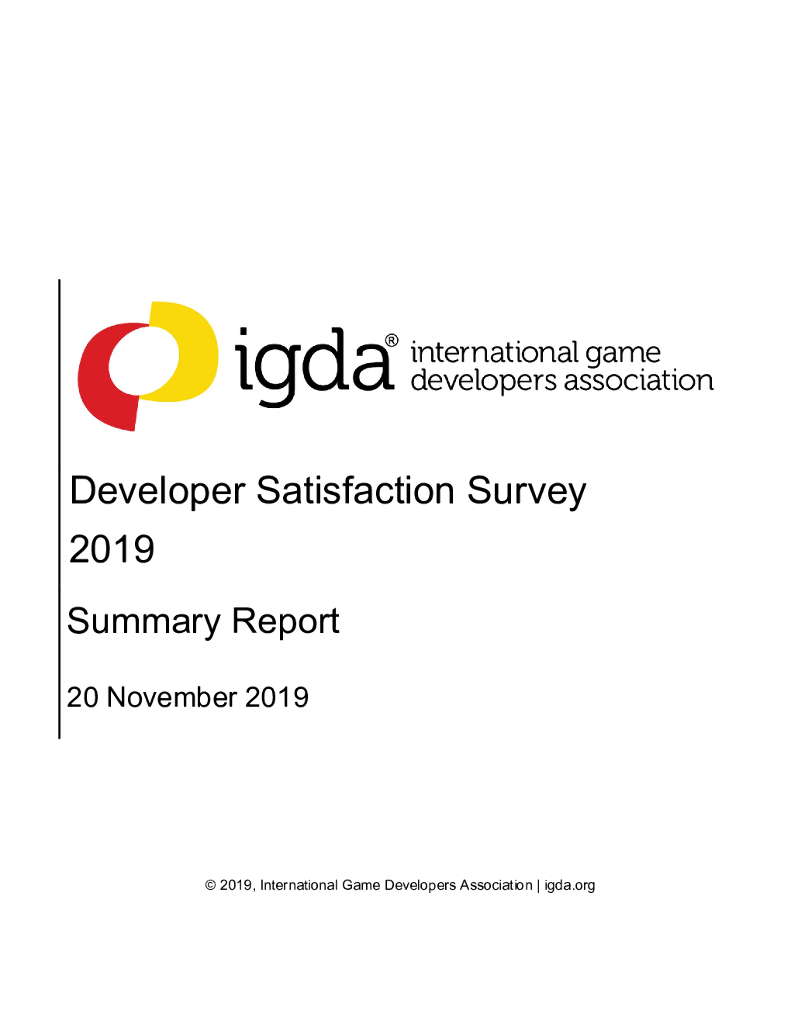 IGDA：2019年全球开发者满意度调查——汇总报告（英文版）