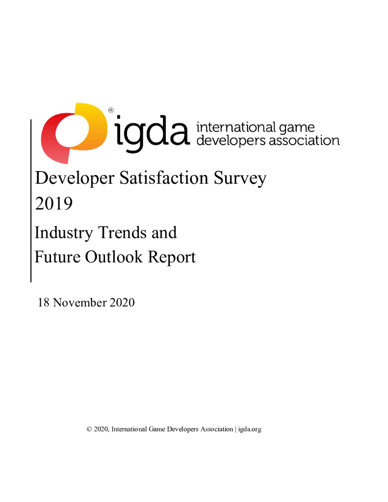 IGDA：2019年全球开发者满意度调查——行业趋势和未来预测报告（英文版）