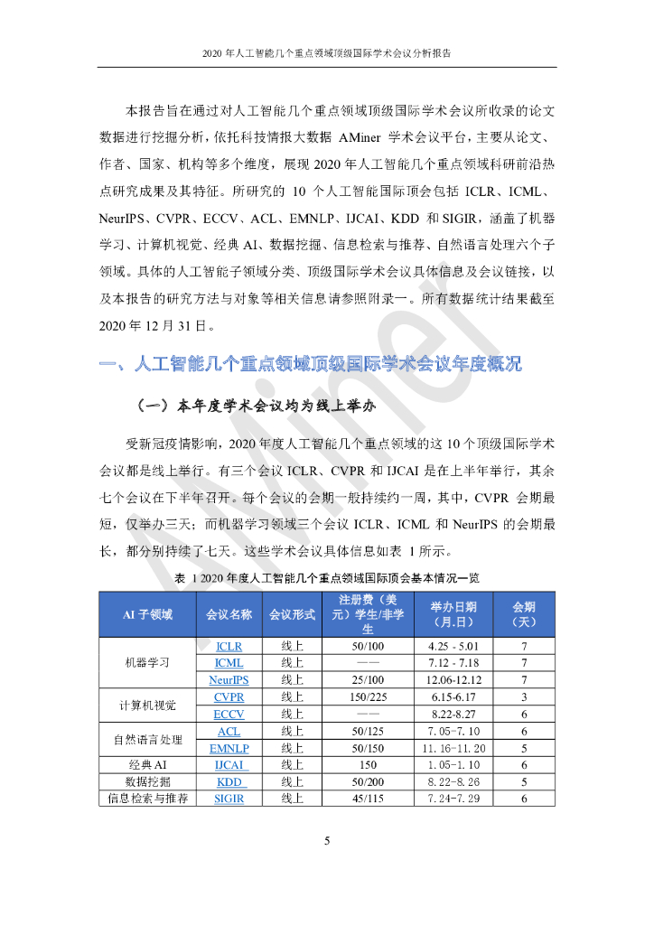 智谱华章：2020年人工智能几个重点领域顶级国际学术会议分析报告_第7页
