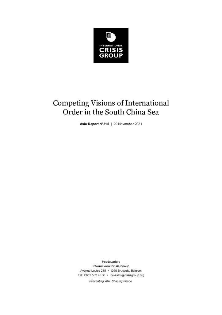 国际危机组织：南海国际秩序的竞争愿景（英文版）
