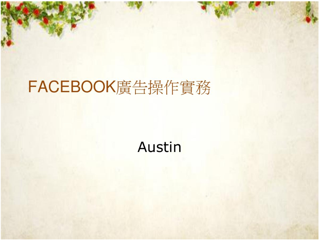 Facebook广告操作实务