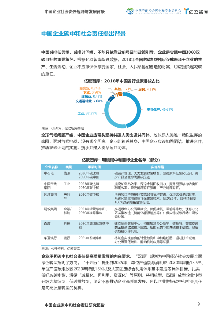 亿欧智库：中国企业碳中和社会责任研究报告_第9页