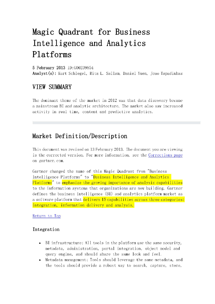Gartner：2021年分析与商业智能平台魔力象限报告（英文版）