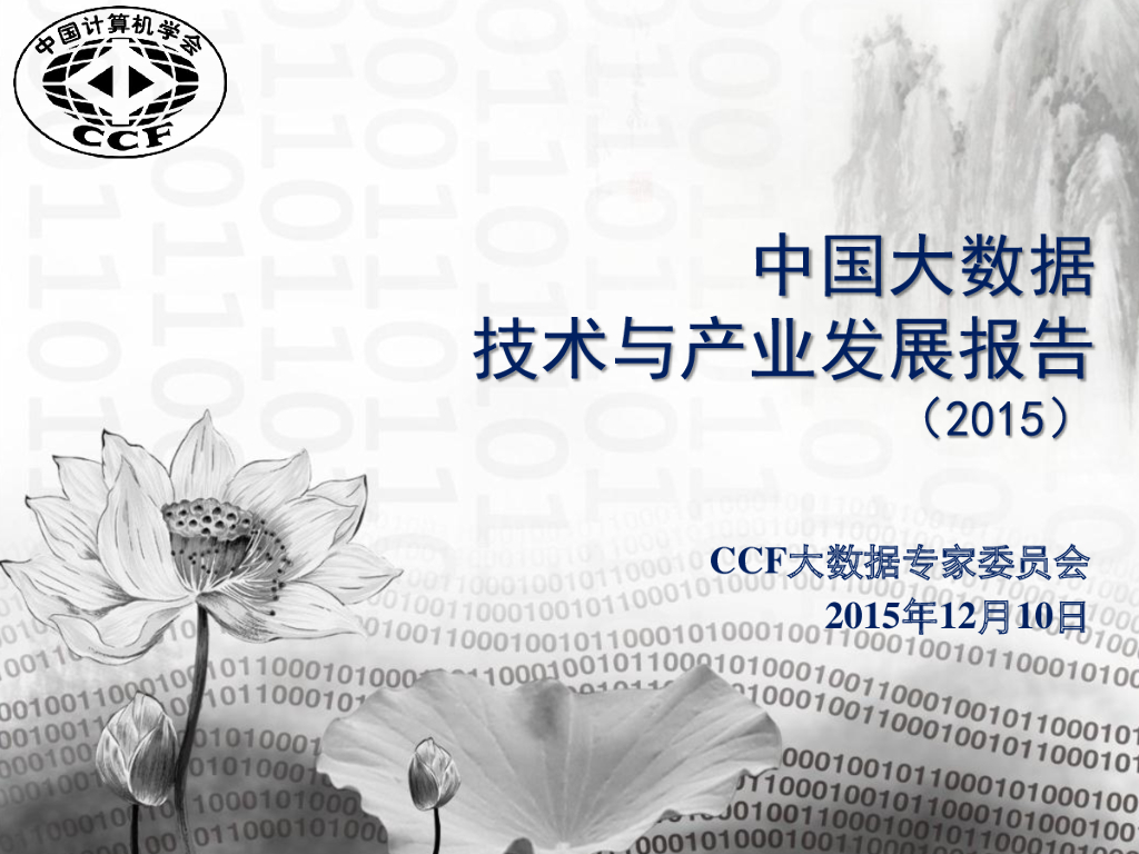 中国计算机学会：中国大数据技术与产业发展报告（2015）
