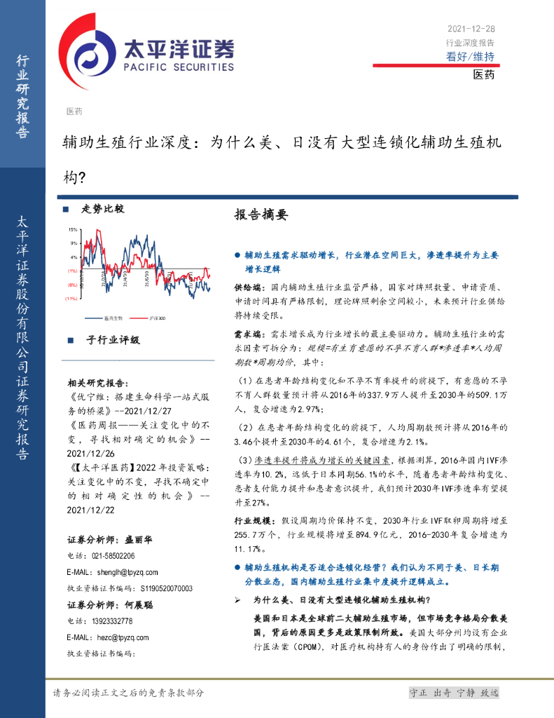 太平洋证券：<em>辅助生殖</em>行业深度：为什么美、日没有大型连锁化<em>辅助生殖</em>机构？