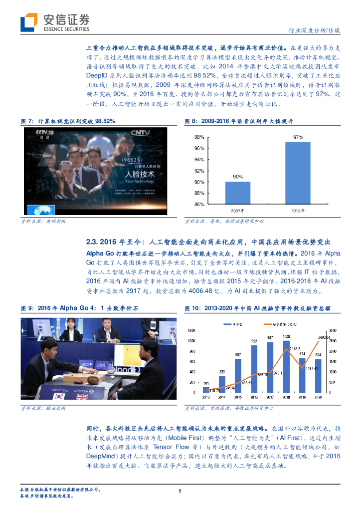 安信证券：传媒行业深度分析：三类人工智能企业或终将同台竞技_第8页