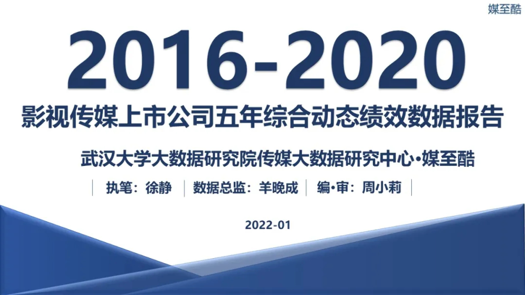 媒至酷：2016-2020影视传媒上市公司五年综合动态绩效数据报告