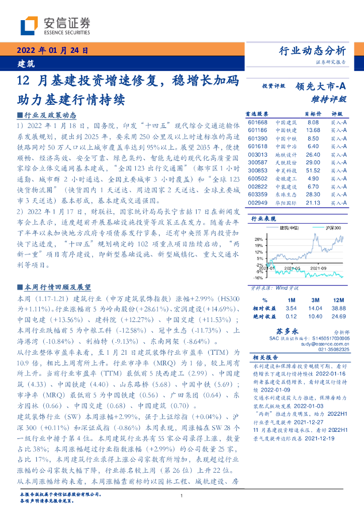 安信证券：建筑：12月基建投资增速修复，稳增长加码助力基建行情持续 海报