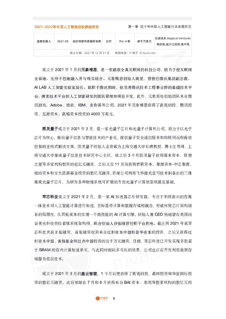 IT桔子：2021-2022年中国人工智能创投数据报告_第9页