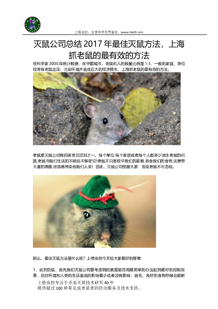 灭鼠公司总结2017年最佳灭鼠方法-上海抓老鼠的最有效的方法