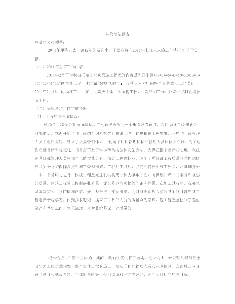 项目经理年终总结报告