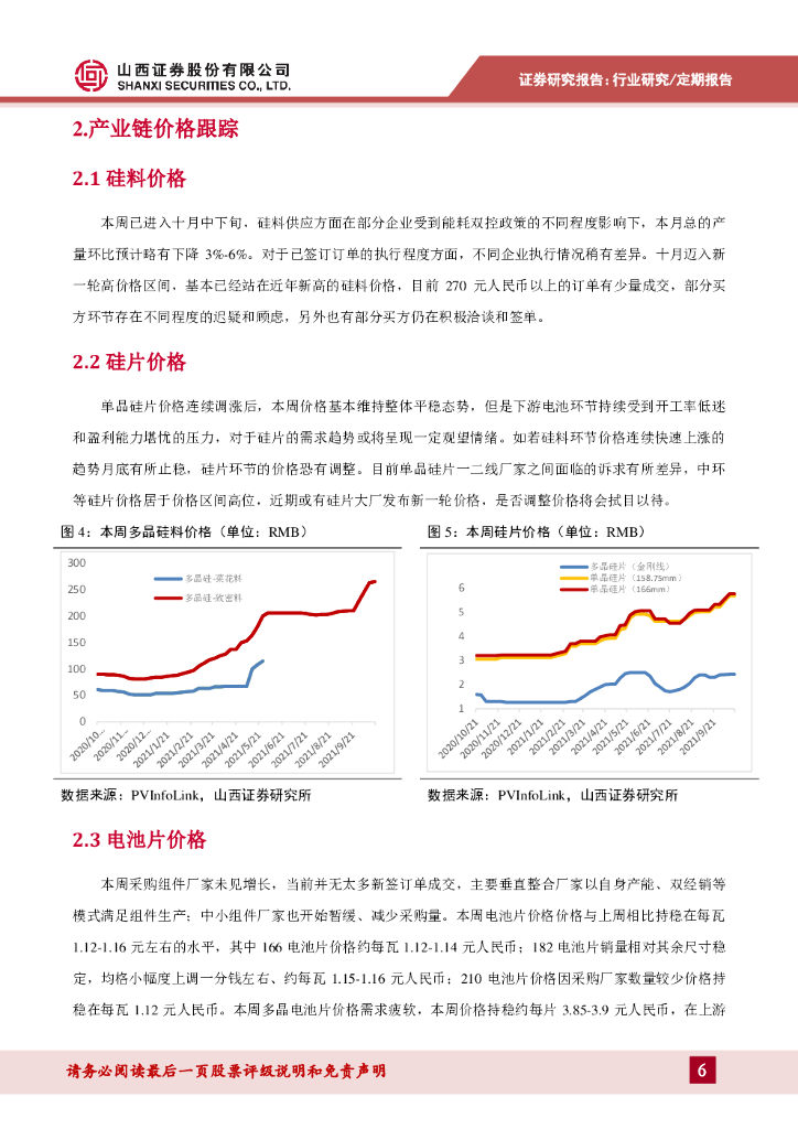 山西证券：光伏行业周报：领衔“1+N”政策体系，碳达峰碳中和统领文件发布_第6页