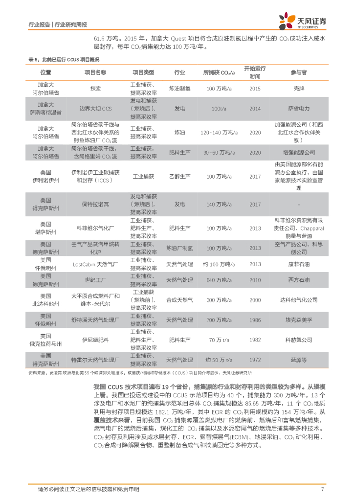 天风证券：公用事业行业研究周报：什么是碳中和背景下的CCUS？_第7页