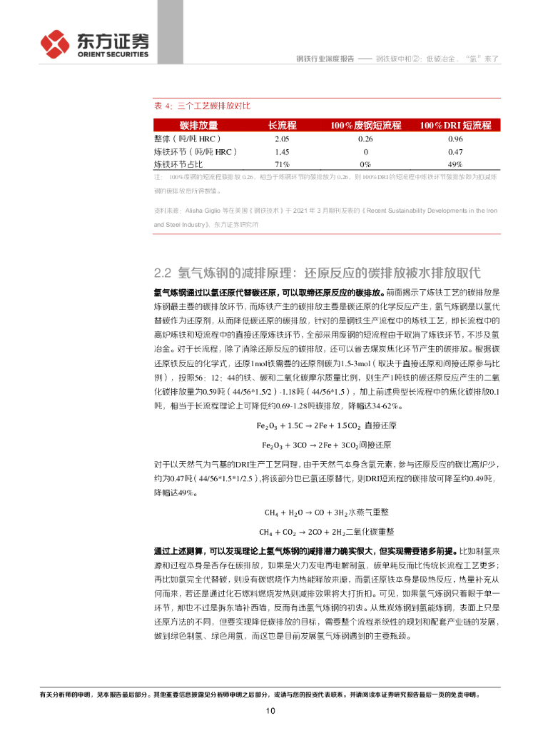 东方证券：钢铁行业：钢铁碳中和②：低碳冶金，“氢”来了_第10页