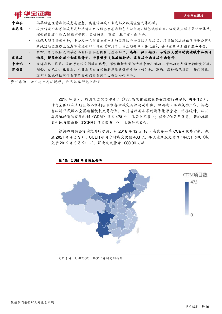 华宝证券：资源环境行业周报：四川出台首份碳中和省级方案，顶层规范逐步细化_第9页