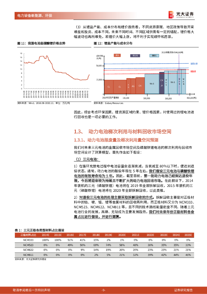 光大证券：碳中和深度报告（四）：动力电池回收：降本与突破锂约束，构成锂电循环闭环_第9页