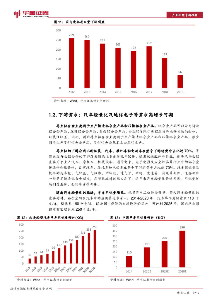 华宝证券：再生铝行业研究专题报告：“碳中和”下电解铝产能接近红线，再生铝迎发展良机_第9页