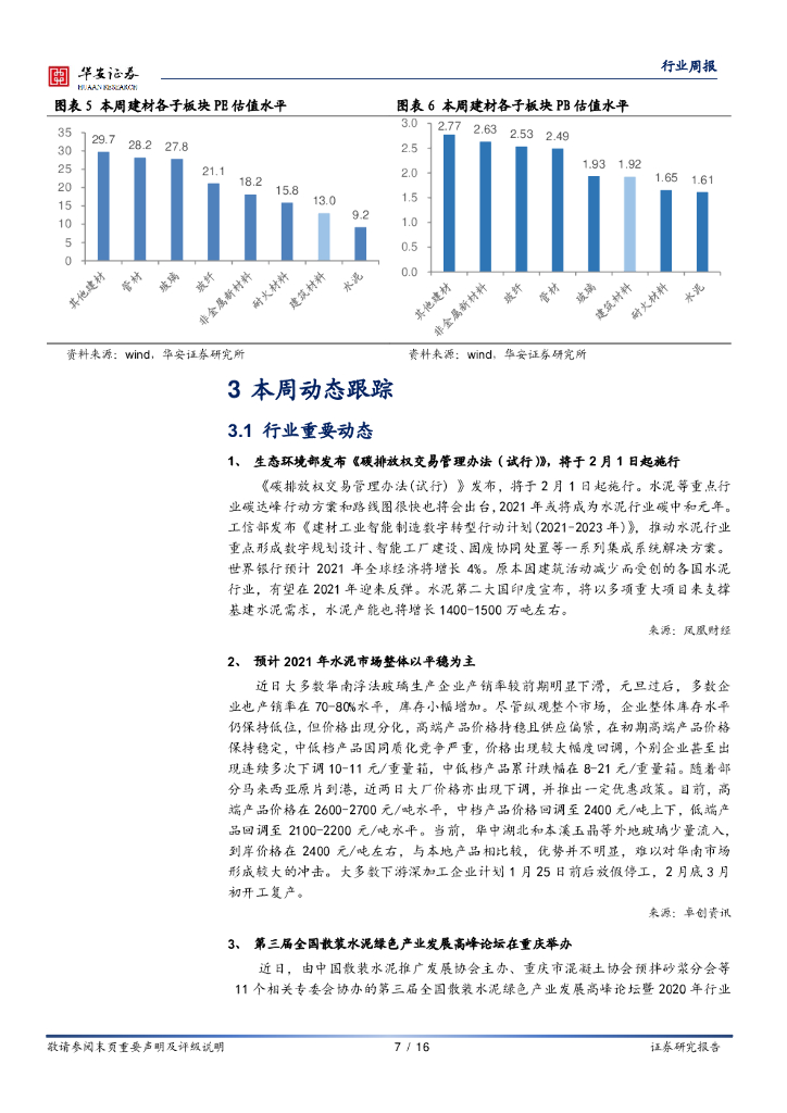 华安证券：建材行业周报：碳达峰、碳中和加速重点行业供需改善_第7页