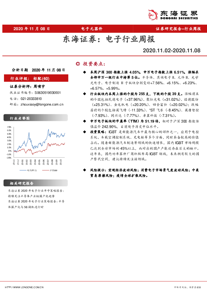 东海证券：电子行业周报