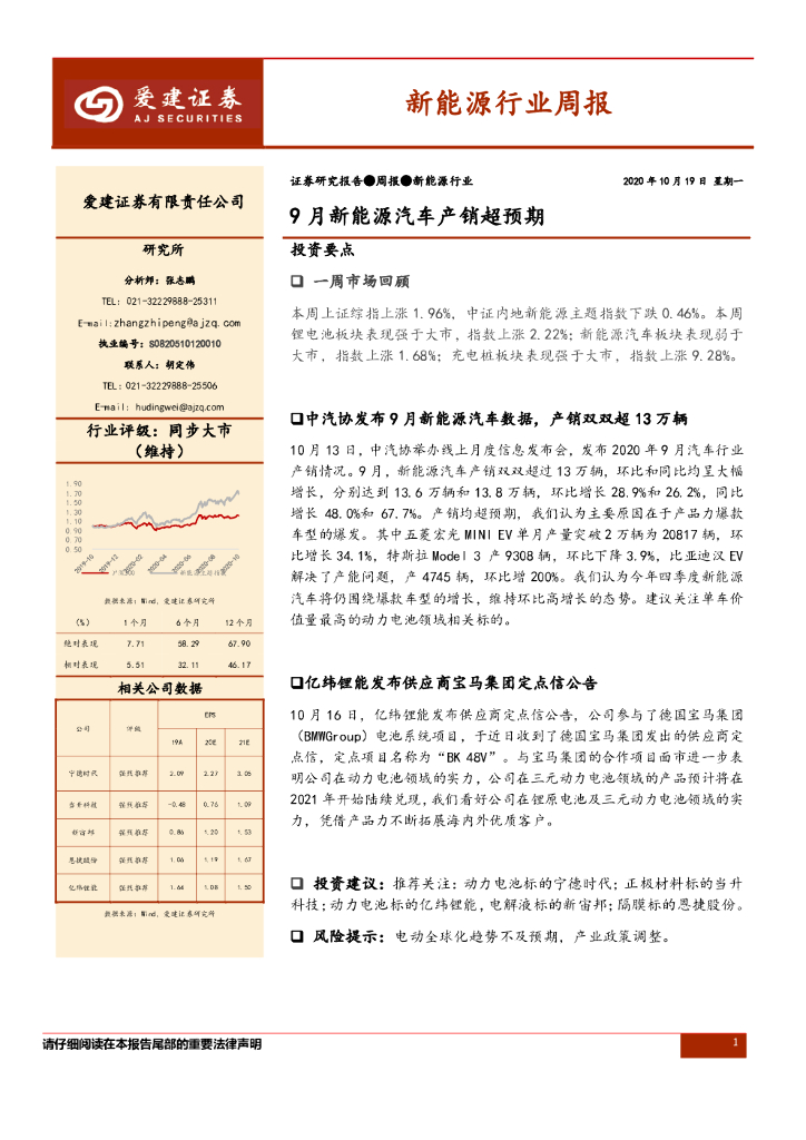 爱建证券：新<em>能源</em>行业周报：9月新<em>能源</em>汽车产销超预期 海报