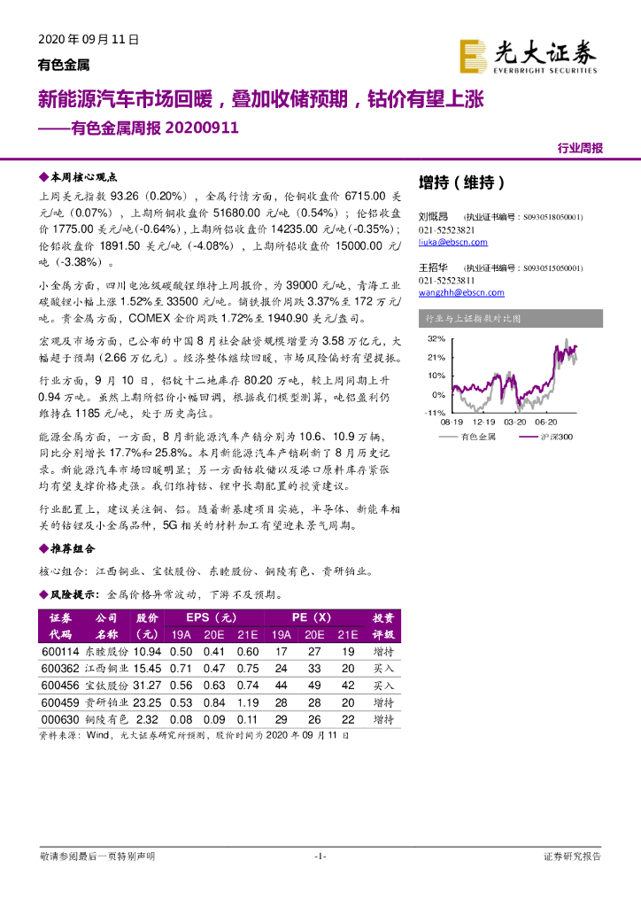 光大证券：有色金属周报：新<em>能源</em>汽车市场回暖，叠加收储预期，钴价有望上涨 海报