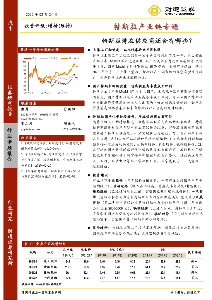 财通证券：汽车：特斯拉产业<em>链</em>专题-特斯拉潜在<em>供应</em>商还会有哪些？ 海报