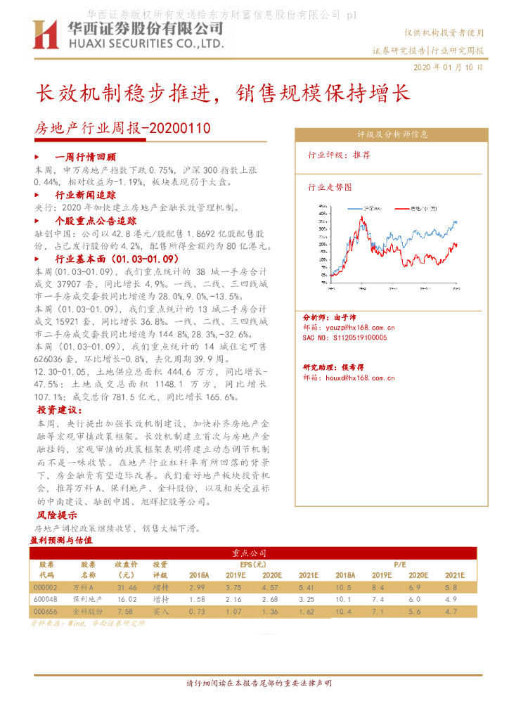 华西证券：房地产行业周报：长效机制稳步推进，销售规模保持增长